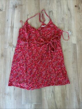 O'Neill Red Floral Tie-Waist Cami Dress